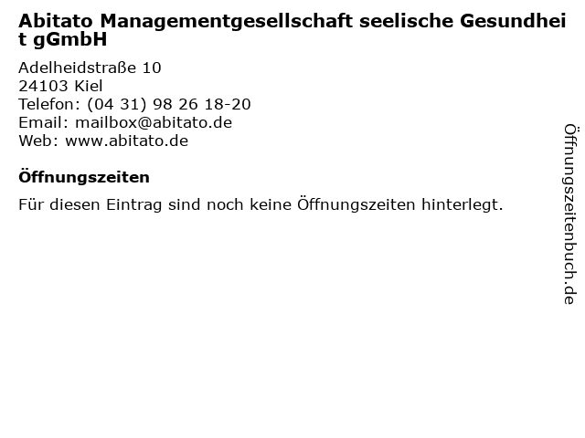 Abitato Managementgesellschaft seelische Gesundheit gGmbH in Kiel: Adresse und Öffnungszeiten
