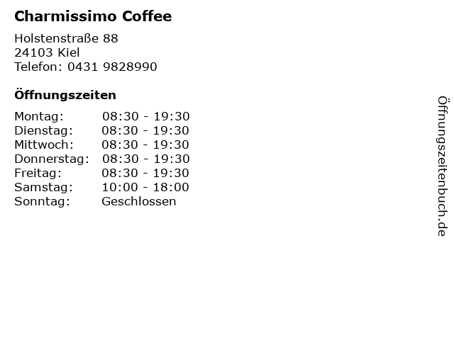 Charmissimo Coffee in Kiel: Adresse und Öffnungszeiten