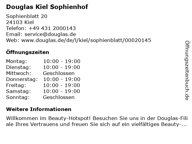 Douglas Kiel Sophienhof in Kiel: Adresse und Öffnungszeiten