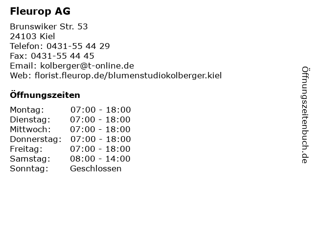 Fleurop AG in Kiel: Adresse und Öffnungszeiten
