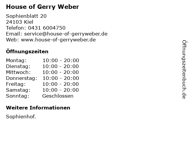 House of Gerry Weber in Kiel: Adresse und Öffnungszeiten