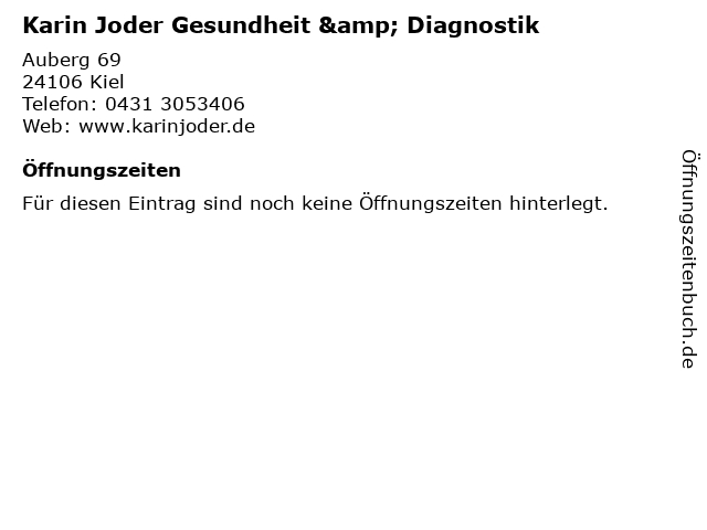 Karin Joder Gesundheit & Diagnostik in Kiel: Adresse und Öffnungszeiten