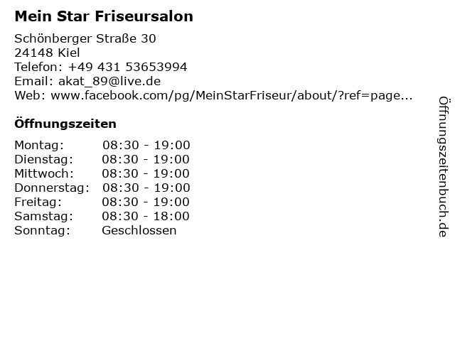 Mein Star Friseursalon in Kiel: Adresse und Öffnungszeiten