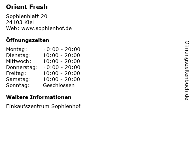 Orient Fresh in Kiel: Adresse und Öffnungszeiten