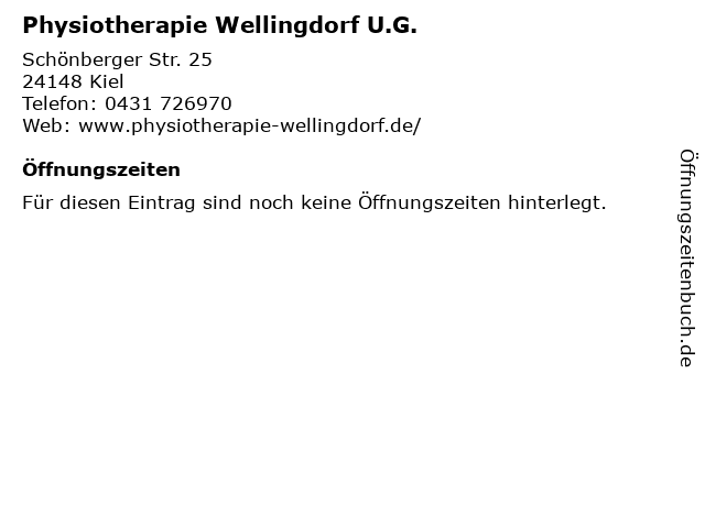 Physiotherapie Wellingdorf U.G. in Kiel: Adresse und Öffnungszeiten