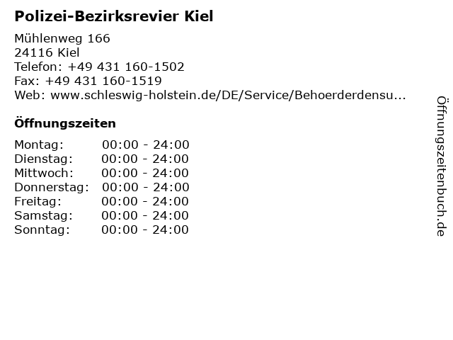 Polizei-Bezirksrevier Kiel in Kiel: Adresse und Öffnungszeiten