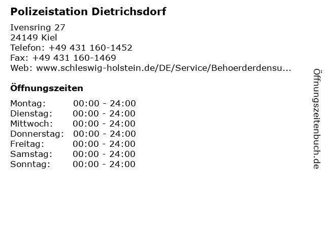 Polizeistation Dietrichsdorf in Kiel: Adresse und Öffnungszeiten