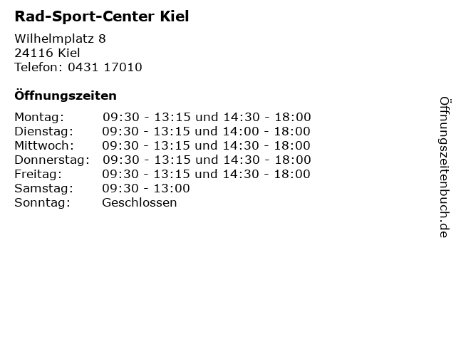 Rad-Sport-Center Kiel in Kiel: Adresse und Öffnungszeiten