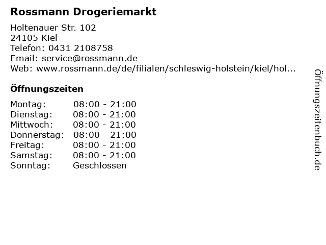 Rossmann in Kiel: Adresse und Öffnungszeiten