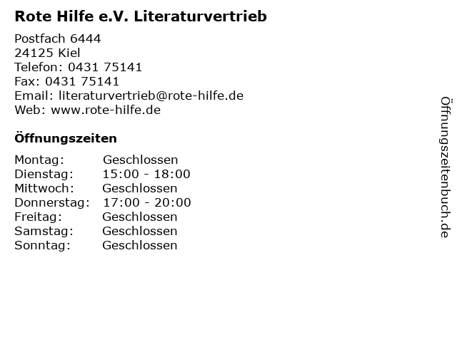 Rote Hilfe e.V. Literaturvertrieb in Kiel: Adresse und Öffnungszeiten