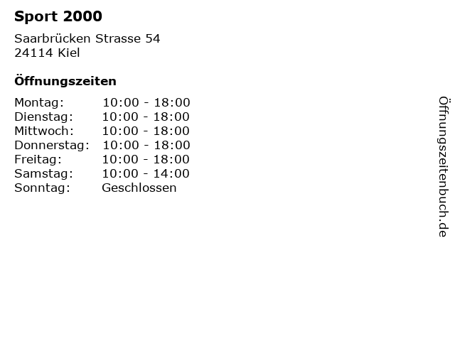 Sport 2000 in Kiel: Adresse und Öffnungszeiten