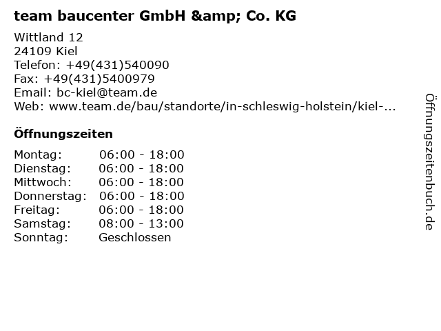 team baucenter GmbH & Co. KG in Kiel: Adresse und Öffnungszeiten