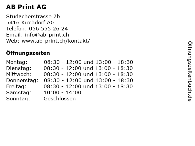 AB Print AG in Kirchdorf AG: Adresse und Öffnungszeiten