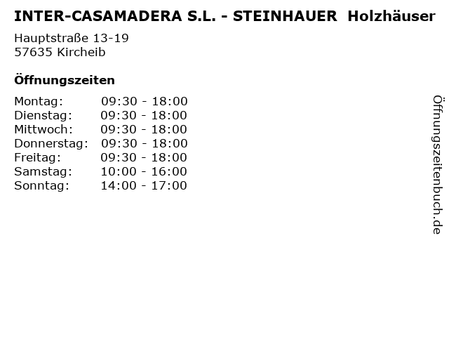 INTER-CASAMADERA S.L. - STEINHAUER  Holzhäuser in Kircheib: Adresse und Öffnungszeiten