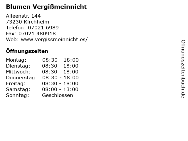Blumen Vergißmeinnicht in Kirchheim: Adresse und Öffnungszeiten