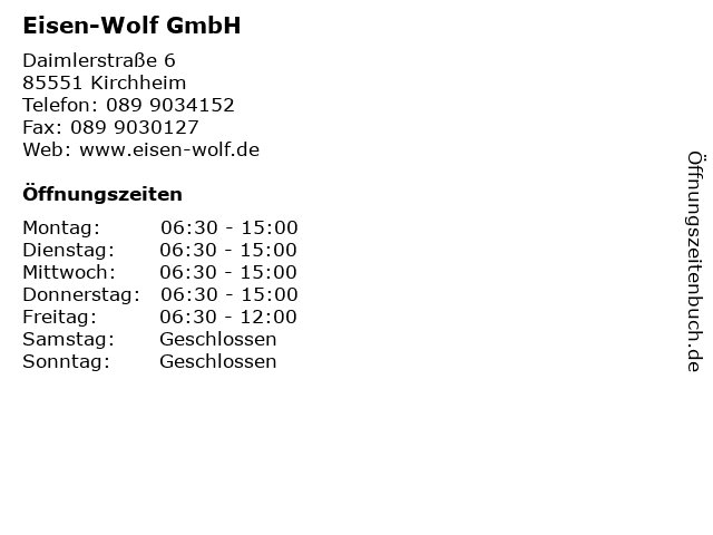 Eisen-Wolf GmbH in Kirchheim: Adresse und Öffnungszeiten