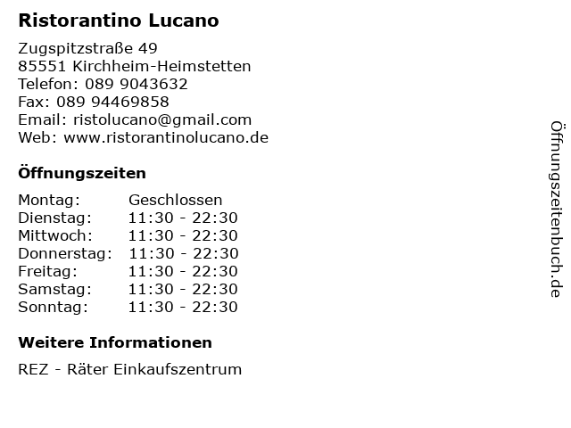 Ristorantino Lucano in Kirchheim-Heimstetten: Adresse und Öffnungszeiten