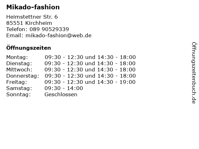 Mikado-fashion in Kirchheim: Adresse und Öffnungszeiten