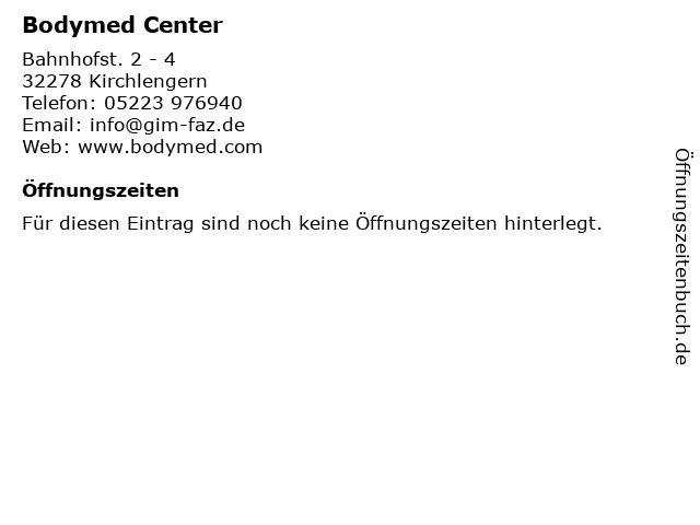 Bodymed Center in Kirchlengern: Adresse und Öffnungszeiten