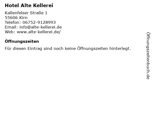Hotel Alte Kellerei in Kirn: Adresse und Öffnungszeiten