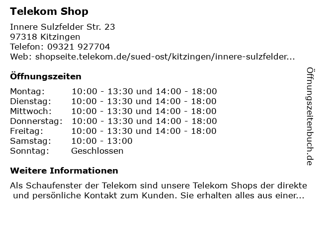 ᐅ Offnungszeiten Tp Center Kitzingen Innere Sulzfelder Strasse 23 In Kitzingen