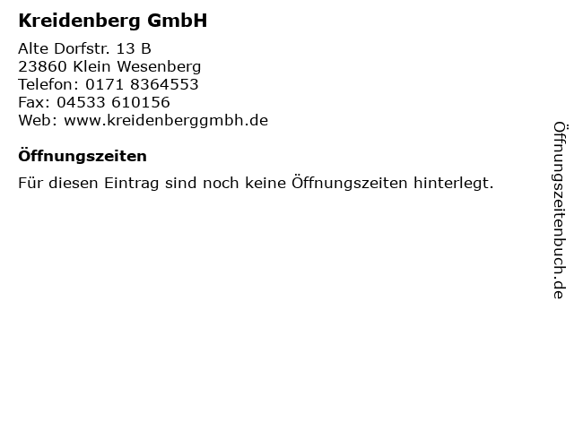 Kreidenberg GmbH in Klein Wesenberg: Adresse und Öffnungszeiten