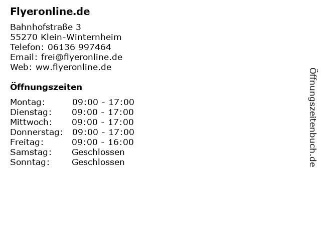 Flyeronline.de in Klein-Winternheim: Adresse und Öffnungszeiten