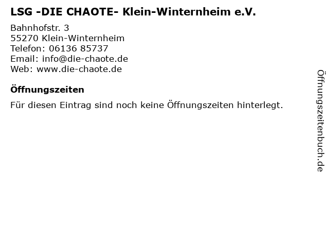 LSG -DIE CHAOTE- Klein-Winternheim e.V. in Klein-Winternheim: Adresse und Öffnungszeiten
