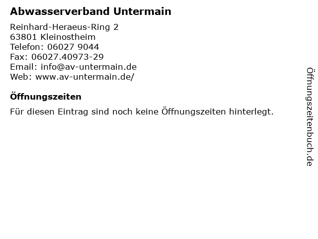 Abwasserverband Untermain in Kleinostheim: Adresse und Öffnungszeiten
