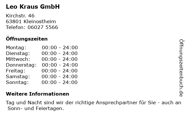 Leo Kraus GmbH in Kleinostheim: Adresse und Öffnungszeiten