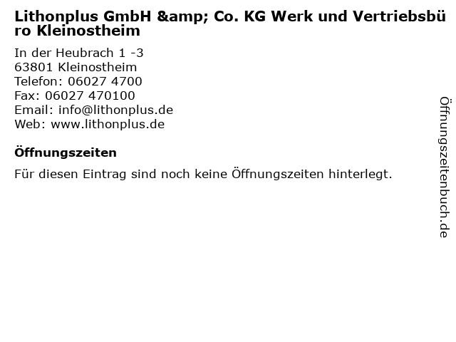 Lithonplus GmbH & Co. KG Werk und Vertriebsbüro Kleinostheim in Kleinostheim: Adresse und Öffnungszeiten