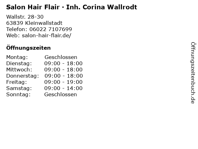 Salon Hair Flair · Inh. Corina Wallrodt in Kleinwallstadt: Adresse und Öffnungszeiten