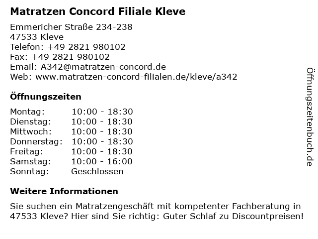 ᐅ Öffnungszeiten „Matratzen Concord“ | Emmericher Str. 234 ...