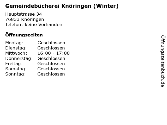 Gemeindebücherei Knöringen (Winter) in Knöringen: Adresse und Öffnungszeiten