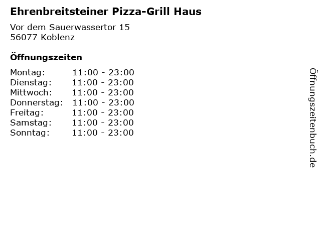 Ehrenbreitsteiner Pizza-Grill Haus in Koblenz: Adresse und Öffnungszeiten