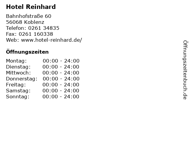 Hotel Reinhard in Koblenz: Adresse und Öffnungszeiten