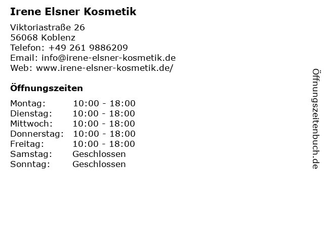 Irene Elsner Kosmetik in Koblenz: Adresse und Öffnungszeiten