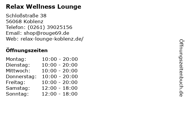 Relax Wellness Lounge Koblenz in Koblenz: Adresse und Öffnungszeiten