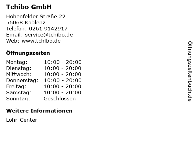 Tchibo GmbH in Koblenz: Adresse und Öffnungszeiten