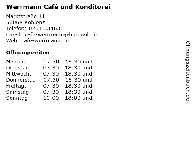 Werrmann Café und Konditorei in Koblenz: Adresse und Öffnungszeiten