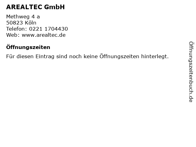 AREALTEC GmbH in Köln: Adresse und Öffnungszeiten