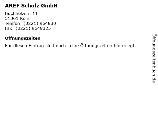 AREF Scholz GmbH in Köln: Adresse und Öffnungszeiten