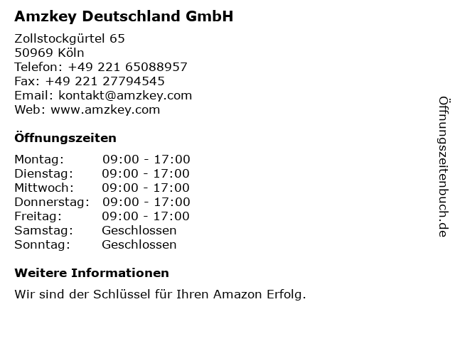 ᐅ Offnungszeiten Amzkey Zollstockgurtel 67 In Koln