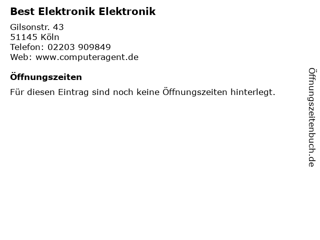 Best Elektronik Elektronik in Köln: Adresse und Öffnungszeiten