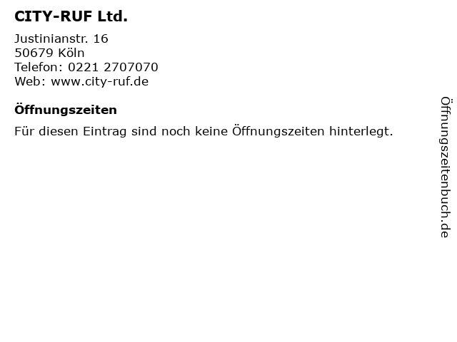 CITY-RUF Ltd. in Köln: Adresse und Öffnungszeiten