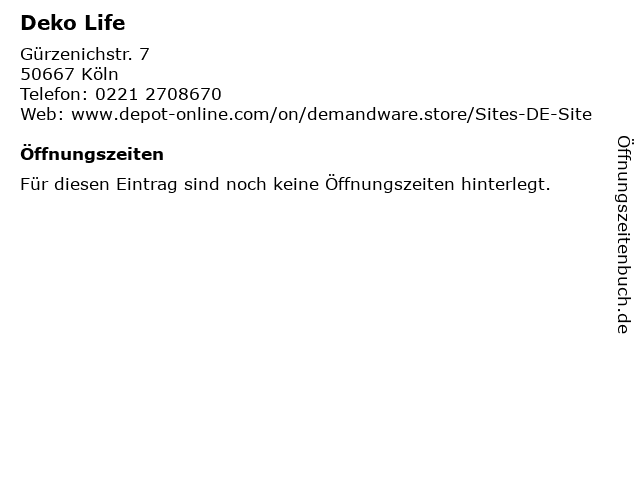 Deko Life in Köln: Adresse und Öffnungszeiten
