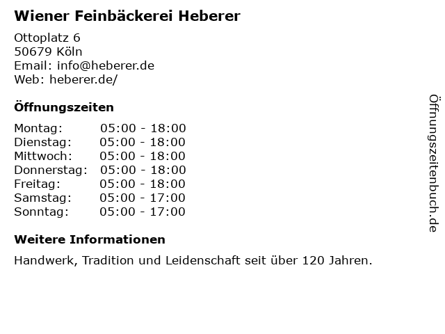 ᐅ Offnungszeiten Wiener Feinbackerei Heberer Gmbh Ottoplatz 6 In Koln Deutz