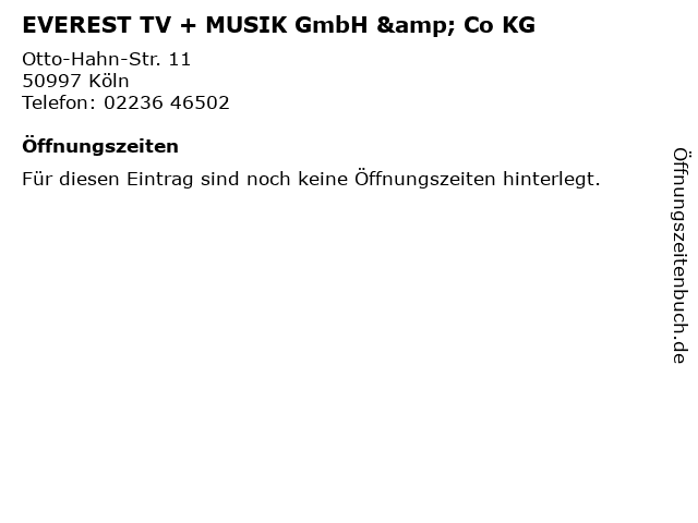 EVEREST TV + MUSIK GmbH & Co KG in Köln: Adresse und Öffnungszeiten