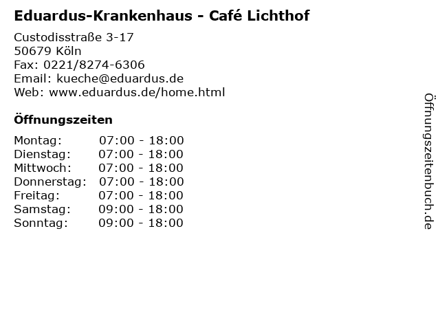 Eduardus-Krankenhaus - Café Lichthof in Köln: Adresse und Öffnungszeiten