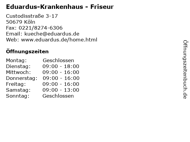Eduardus-Krankenhaus - Friseur in Köln: Adresse und Öffnungszeiten